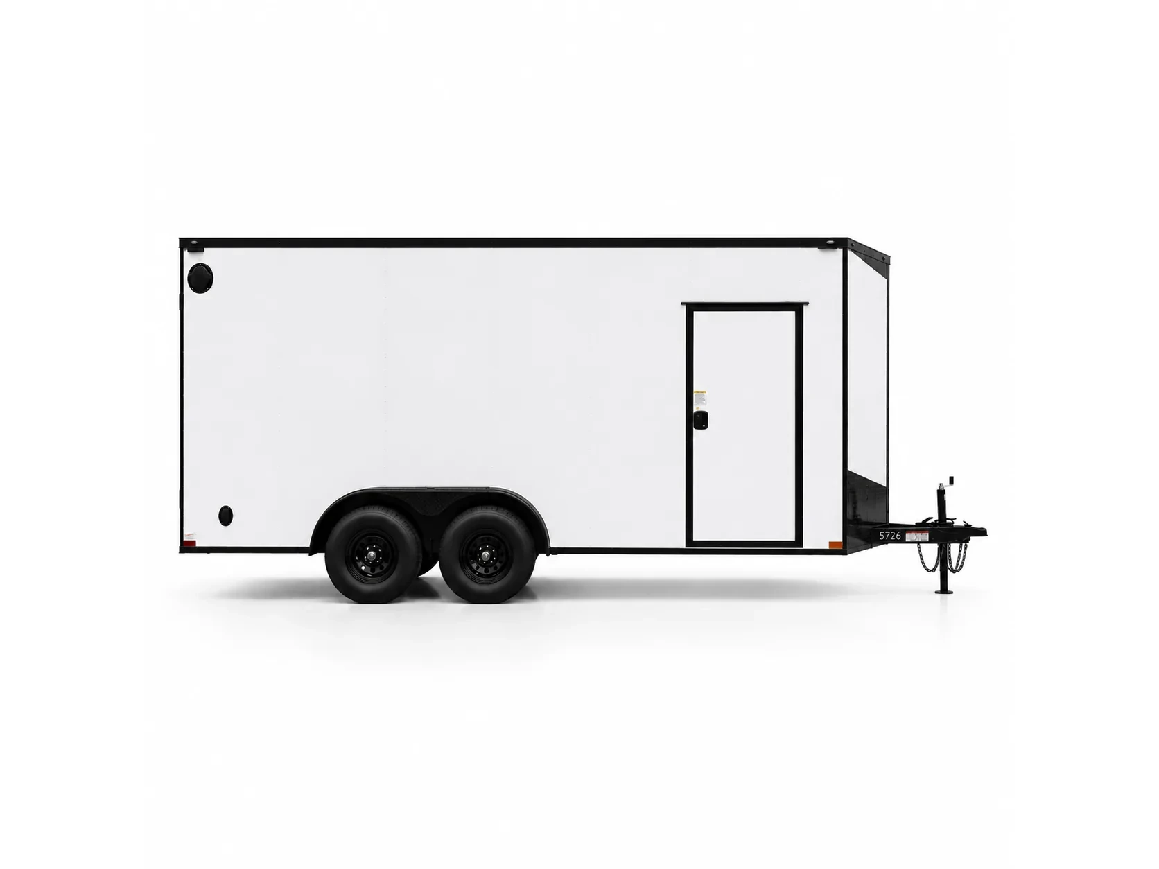 White 7x16 enclosed trailer with white trim